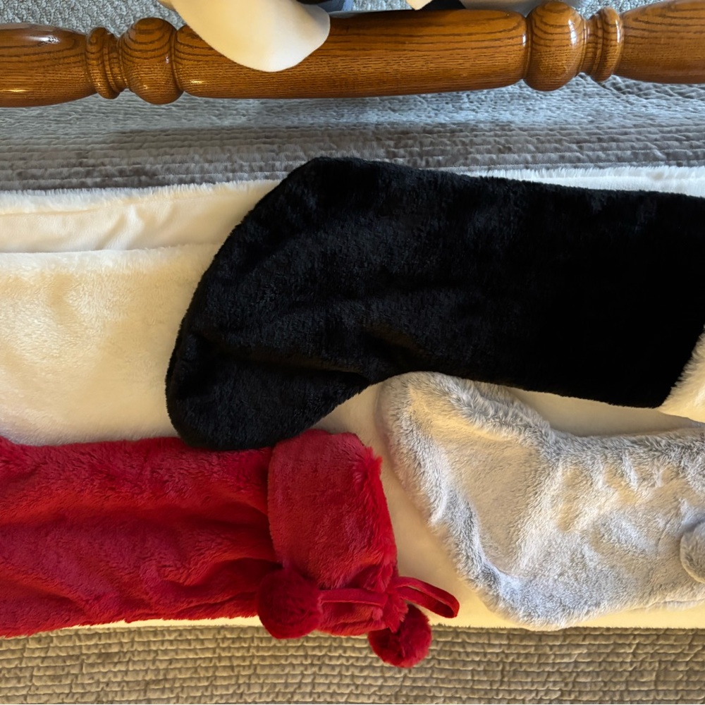 Festive Black, Red, and White Stockings